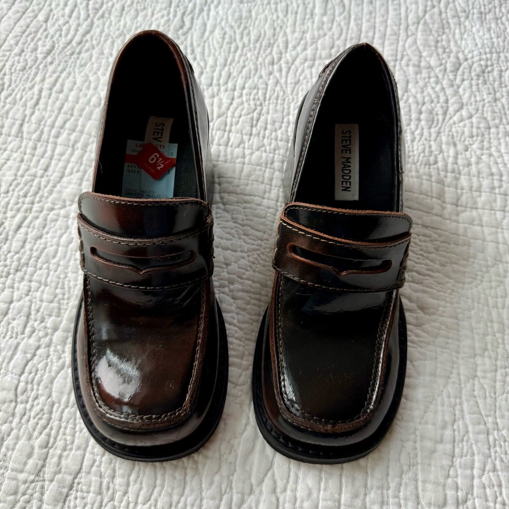Steve Madden Women's Brown Patent Leather Loafers, Never Worn